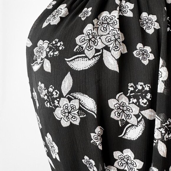 Vintage Y2K Blue Floral Pleated Flared Knee Length Cocktail Tunic Dress Size S/M - Picture 7 of 7